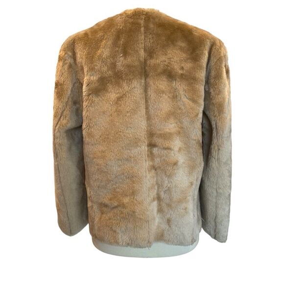 LOFT Faux Fur Cream Front Zip Long Sleeve Jacket Women's S - Picture 2 of 8